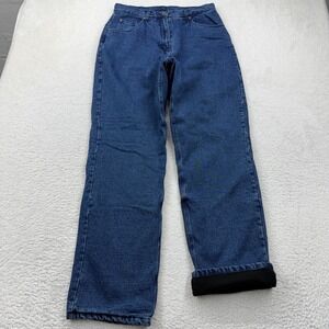 Woolrich Womens Fleece Lined Jeans Dark Denim Straight Leg Size 10 1435RS
